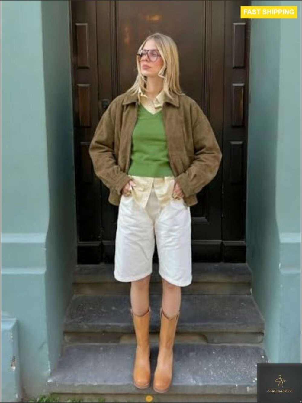 Oversized Faux Suede Bomber Jacket Trendy Casual Zip Up Long Sleeve Coat with - Picture 4 of 7